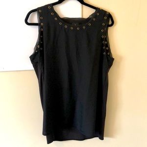 Black blouse with gold accents